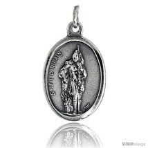 Sterling Silver St. Florian Oval-shaped Medal Pendant, 7/8in  (23 mm)  - £29.29 GBP