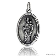 Sterling Silver Blessed Virgin Mary &amp; Child Jesus Oval-shaped Medal Pendant,  - £29.77 GBP