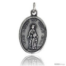 Sterling Silver Our Lady of Holy Hill Oval-shaped Medal Pendant, 7/8in  (23 mm)  - £29.78 GBP
