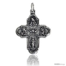 Sterling Silver Holy Cross (Virgin Mary, Sacred Heart of Jesus, Infant Jesus of  - £21.17 GBP