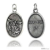Sterling Silver St. Michael Oval Medal Pendant 15/16in  X 5/8in  (24 mm X 16  - £29.22 GBP