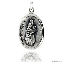 Sterling Silver St. Vincent De Paul Medal Pendant 15/16in  X 5/8in  (24 mm X 16  - £29.24 GBP