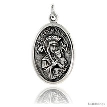 Sterling Silver Our Lady of Perpetual Help Medal Pendant 15/16in  X 5/8in  (24 m - £29.31 GBP