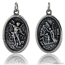 Sterling Silver St. Michael The Archangel Oval-shaped Medal Pendant, 7/8in  (23  - £30.08 GBP