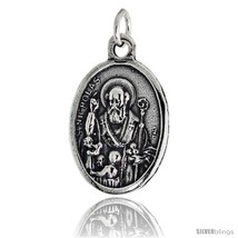 Sterling Silver St. Nicholas The Wonderworker (Santa Claus) Oval-shaped Medal  - £30.41 GBP