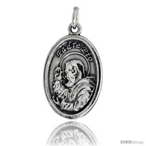 Sterling Silver Padre Pio of Peitrelcina Oval-shaped Medal Pendant, 7/8i... - $36.71