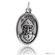 Sterling Silver St. Charbel The Wonderworker Oval-shaped Medal Pendant, ... - £29.54 GBP