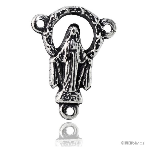 Sterling Silver Immaculate Heart of Mary Rosary Center, 3/4in  (19 mm)  - $25.22