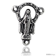 Sterling Silver Immaculate Heart of Mary Rosary Center, 3/4in  (19 mm)  - £19.98 GBP