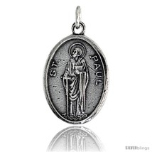Sterling silver st paul the apostle oval shaped medal pendant 7 8 23 mm tall thumb200