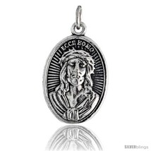 Sterling Silver Jesus Christ Crowned w/ Thorns / Mater Dolorosa Oval-shaped  - £31.18 GBP