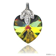 Sterling Silver Pendant w/ Yellow Heart Swarovski Crystal & Cubic Zirconia  - £18.96 GBP