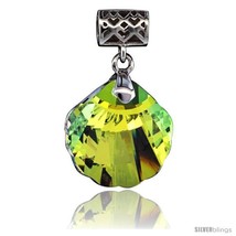 Sterling Silver Pendant w/ Yellow Clam Shell Swarovski Crystal &amp; Cubic Zirconia  - £19.25 GBP