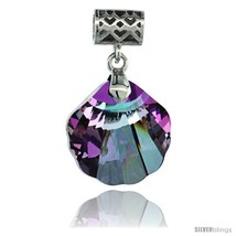 Sterling Silver Pendant w/ Purple Clam Shell Swarovski Crystal &amp; Cubic Zirconia  - £19.11 GBP