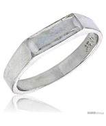 Size 1 - Sterling Silver Rectangular ID Baby Ring / Kid&#39;s Ring / Toe Ring  - £11.14 GBP