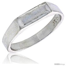 Size 3 - Sterling Silver Rectangular ID Baby Ring / Kid's Ring / Toe Ring  - £11.32 GBP