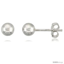 Sterling Silver 5 mm Ball Stud Earrings Medium Size  - £6.40 GBP