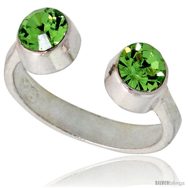 Peridot-colored Crystals (August Birthstone) Adjustable (Size 2 to 4) Toe Ring  - $12.73