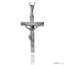 Sterling Silver Large Crucifix Pendant Highly Polished Handmade, 3  - £153.70 GBP