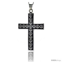 Sterling Silver Large Peace Sign Cross Pendant Handmade, 2 1/2  - £94.73 GBP