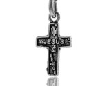 Sterling silver jesus es mi senor cross pendant 1 in tall thumb155 crop