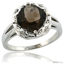 Size 9 - 10k White Gold Diamond Halo Smoky Topaz Ring 2.7 ct Checkerboard Cut  - £359.98 GBP