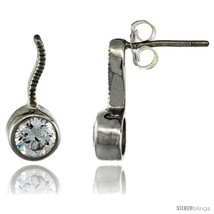 Sterling Silver Round CZ Post Earrings 9/16 in. (15 mm)  - £23.92 GBP