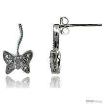 Sterling Silver CZ Butterfly Post Earrings 9/16 in. (15 mm)  - £24.04 GBP