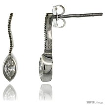 Sterling Silver Marquise CZ Post Earrings 5/8 in. (16 mm)  - £23.54 GBP