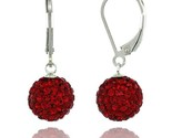 G silver 10mm round red disco crystal ball lever back earrings 1 1 8 in 28 mm tall thumb155 crop