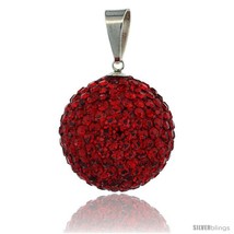 Sterling Silver 20 mm Red Crystal Disco Ball  - £24.34 GBP