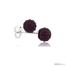 Sterling Silver Amethyst Crystal Ball Stud Earrings  - $13.66