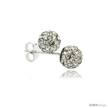 Sterling Silver White Crystal Ball Stud Earrings  - £11.70 GBP