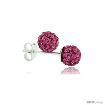 Sterling Silver Pink Tourmaline Crystal Ball Stud Earrings  - £11.59 GBP