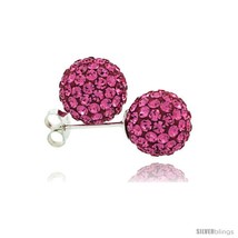 Sterling Silver Pink Tourmaline Crystal Ball Stud Earrings  - $23.83