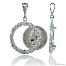 Sterling Silver 24 mm Quarter Dollar (25 Cents) Coin Frame Bezel Pendant w/  - £34.89 GBP