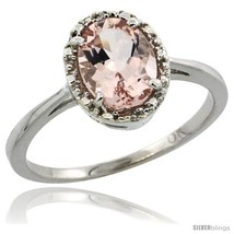 10k white gold diamond halo morganite ring 1 2 ct oval stone 8x6 mm 1 2 in wide thumb200