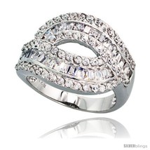 Size 6 - Sterling Silver Cocktail Cubic Zirconia Ring with High Quality  - £81.56 GBP