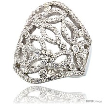 Size 9 - Sterling Silver Butterfly Cigar Band Cubic Zirconia Ring with H... - £102.18 GBP