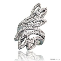Size 9 - Sterling Silver Peacock Tail Feather Cubic Zirconia Ring with H... - £92.25 GBP