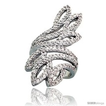 Size 9 - Sterling Silver Peacock Tail Feather Cubic Zirconia Ring with H... - £92.24 GBP