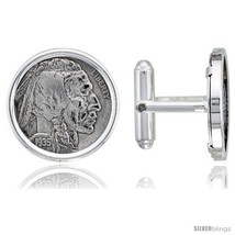 Sterling Silver Buffalo Nickel (1913 - 1938) Coin Cufflinks Prong Back Polished  - £67.91 GBP