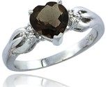 10k white gold natural smoky topaz ring heart shape 7x7 stone diamond accent thumb155 crop