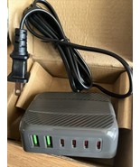 6 Ports: 4Type-C and 2 USB Charger 5 ft cord 120 W NEW - £18.45 GBP