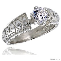 Size 9 - Sterling Silver Ladies&#39; Cubic Zirconia Ring Vintage Style 1 ct.... - £36.40 GBP