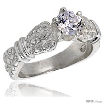 Size 7 - Sterling Silver Ladies&#39; Cubic Zirconia Ring Vintage Style 1 ct. size  - £36.40 GBP