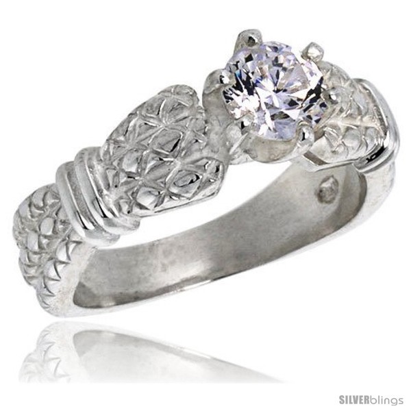 Primary image for Size 6 - Sterling Silver Ladies' Cubic Zirconia Ring Vintage Style 1 ct. size 