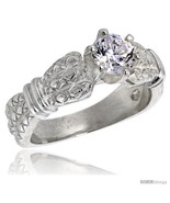Size 6 - Sterling Silver Ladies&#39; Cubic Zirconia Ring Vintage Style 1 ct.... - £35.61 GBP