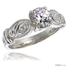 Size 8 - Sterling Silver Ladies&#39; Cubic Zirconia Ring Vintage Style 1 1/4 ct.  - £37.05 GBP