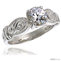 Size 7 - Sterling Silver Ladies&#39; Cubic Zirconia Ring Vintage Style 1 1/4 ct.  - £37.05 GBP